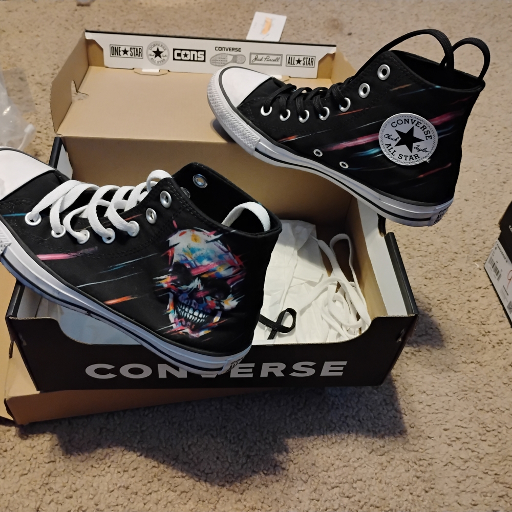 Converse Black and White High-Top Sneakers - Picture 4 of 6